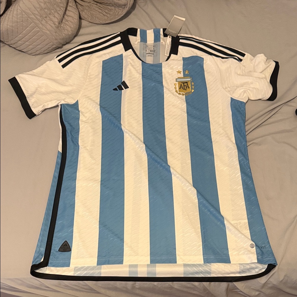 Argentina adidas Blue and White Striped Men's Jersey